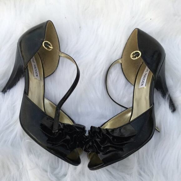 Steve Madden Talisa Black Ruffle Heels Size 7.5 - Picture 8 of 8